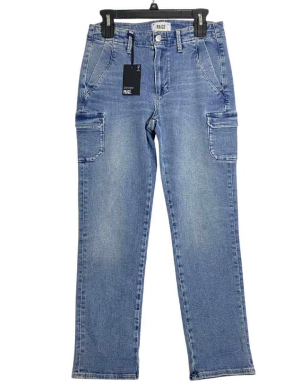 NWT Paige Drew Cargo Pockets Womens Medium Wash Denim Jeans Pants Size 27